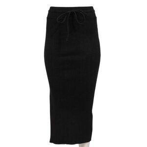 The Range Womens RIbbed Drawstring Skirt Size Small Black Stretch Cotton